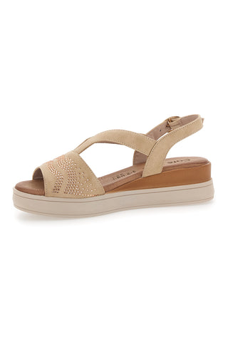 Beige Sandalen mit Glitzer und Plateau CAFE COST 182465148