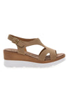 Beige Sandalen mit weißem Keilabsatz und Riemen PLOCADI 11074113