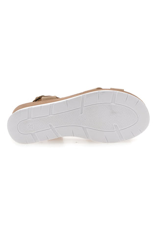 Beige Sandalen mit weißem Keilabsatz und Riemen PLOCADI 11074113