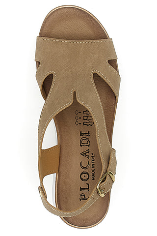 Beige Sandalen mit weißem Keilabsatz und Riemen PLOCADI 11074113