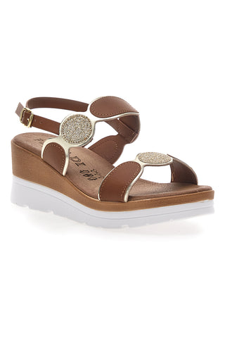 Braune Sandalen mit Glitzer und Plateau PLOCADI 11075035