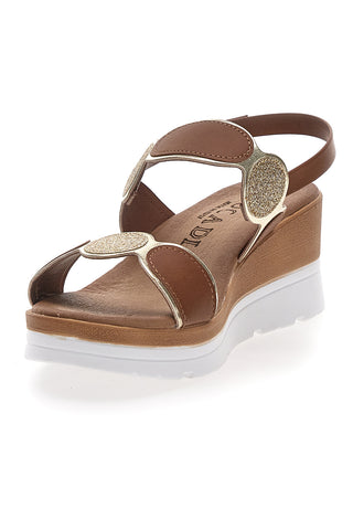 Braune Sandalen mit Glitzer und Plateau PLOCADI 11075035