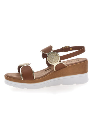 Braune Sandalen mit Glitzer und Plateau PLOCADI 11075035