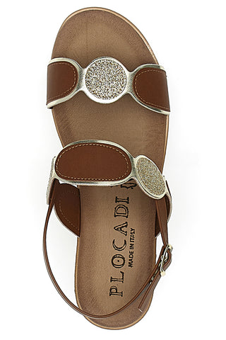 Braune Sandalen mit Glitzer und Plateau PLOCADI 11075035