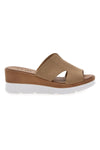 Beige Hausschuhe mit weißem Kontrastkeil PLOCADI 11071242