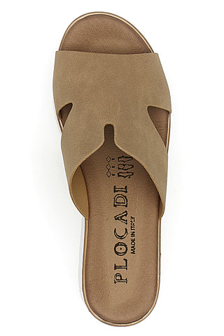 Beige Hausschuhe mit weißem Kontrastkeil PLOCADI 11071242