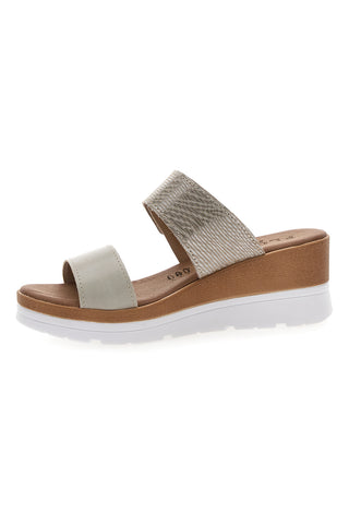 Ciabatte Perla con Zeppa A Contrasto Bianca e Velcro Regolabile PLOCADI 11073143