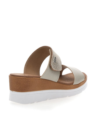 Ciabatte Perla con Zeppa A Contrasto Bianca e Velcro Regolabile PLOCADI 11073143