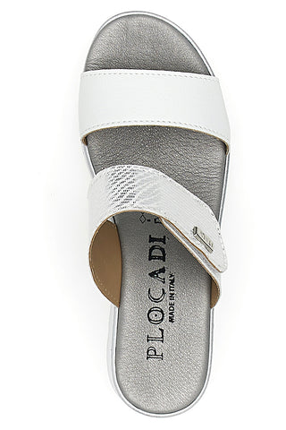 Beige Hausschuhe mit weißem Kontrastkeil PLOCADI 11073143