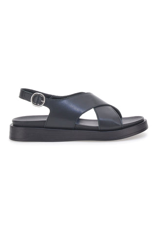 Sandali neri in pelle design minimal Pittarello Focus 28058