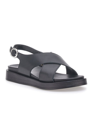 Schwarze Ledersandalen im minimalistischen Design Pittarello Focus 28058