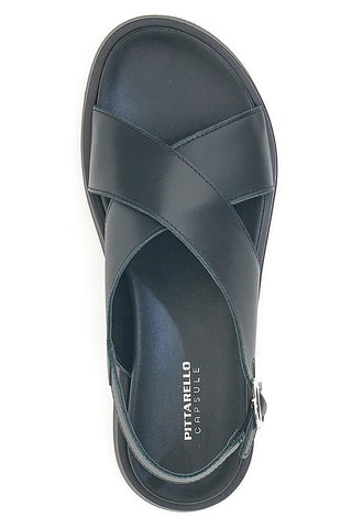 Schwarze Ledersandalen im minimalistischen Design Pittarello Focus 28058