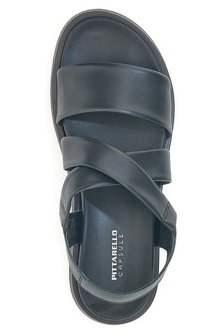 Schwarze Sandalen mit gekreuzten gepolsterten Riemen PITTARELLO FOCUS 28068IN