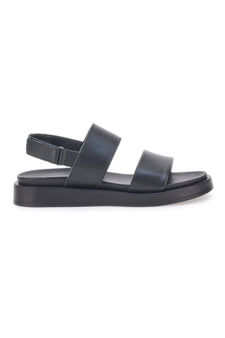 Schwarze Ledersandalen mit Doppelriemen und Klettverschluss Pittarello Focus 28066IN