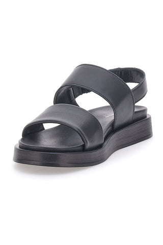 Sandali neri in pelle con doppia fascia e chiusura in velcro Pittarello Focus 28066IN