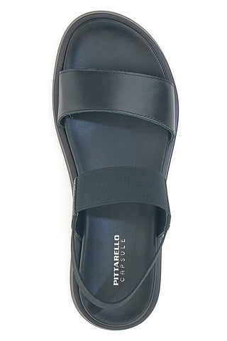 Schwarze Ledersandalen mit gekreuzten Riemen und elastischer Rückseite Pittarello Focus 28067