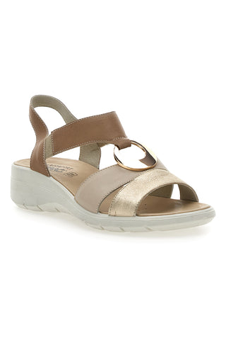 Beige und goldene Sandalen, hergestellt in Italien, Imac 7573505419213