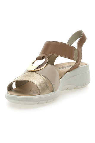 Beige und goldene Sandalen, hergestellt in Italien, Imac 7573505419213