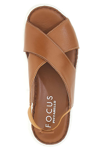 Braune Sandalen mit elastischer Rückseite und Obermaterial aus Leder PITTARELLO FOCUS 3324229