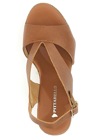 Braune Ledersandalen mit Absatz in Bastoptik, hergestellt in Italien, PITTARELLO 6714313