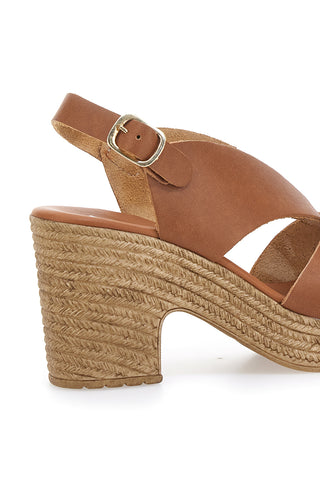 Braune Ledersandalen mit Absatz in Bastoptik, hergestellt in Italien, PITTARELLO 6714313