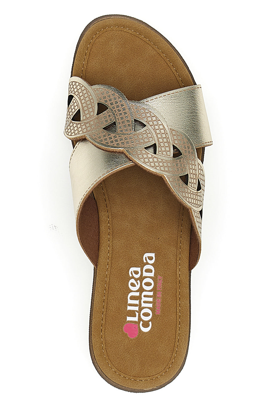 Ciabatte platino con intreccio e strass Linea Comoda 8006 da Donna