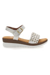 Weiße perforierte Keilsandalen Linea Comoda 7194P