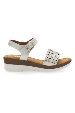 Weiße perforierte Keilsandalen Linea Comoda 7194P
