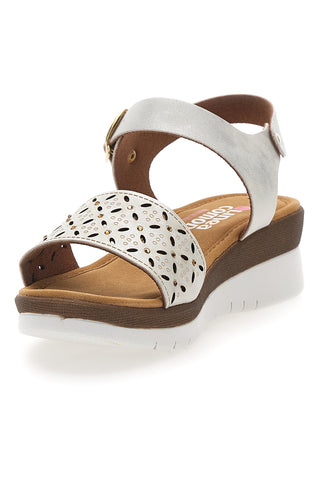 Weiße perforierte Keilsandalen Linea Comoda 7194P