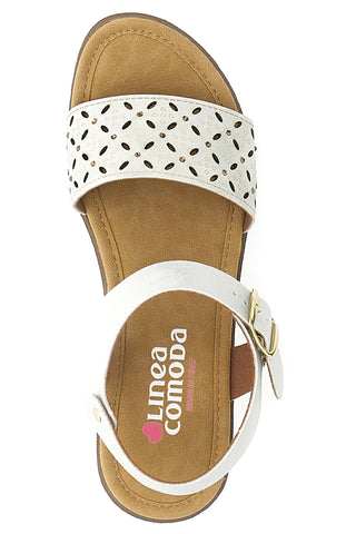 Weiße perforierte Keilsandalen Linea Comoda 7194P