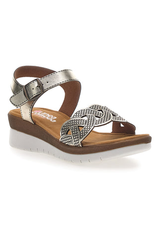 Sandali color platino con plantare comfort Linea Comoda 8068C