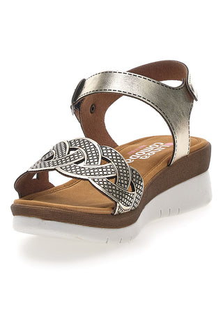 Sandali color platino con plantare comfort Linea Comoda 8068C