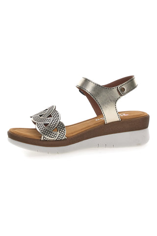 Sandali color platino con plantare comfort Linea Comoda 8068C