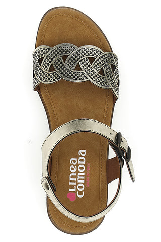 Sandali color platino con plantare comfort Linea Comoda 8068C