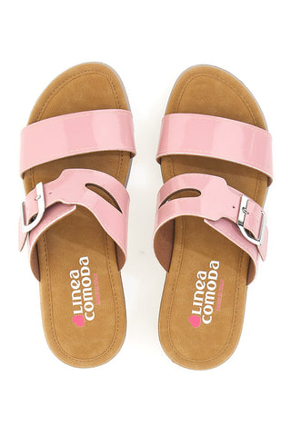 Ciabatte cipria con fibbia e fondo rialzato LINEA COMODA 8164V