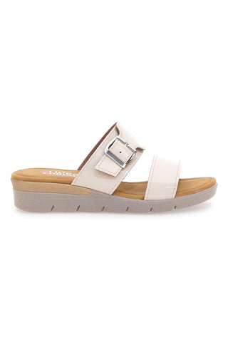 Ciabatte beige con fibbia e fondo rialzato LINEA COMODA 8164V