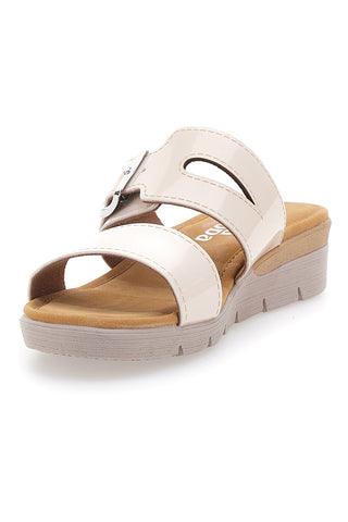 Ciabatte beige con fibbia e fondo rialzato LINEA COMODA 8164V
