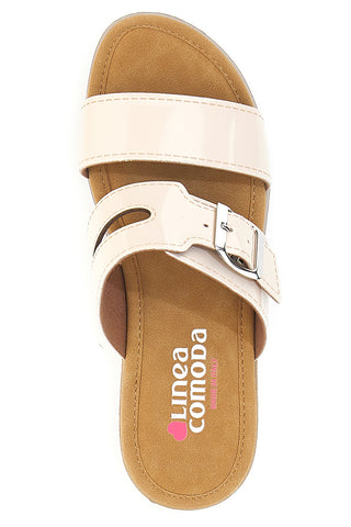 Ciabatte beige con fibbia e fondo rialzato LINEA COMODA 8164V