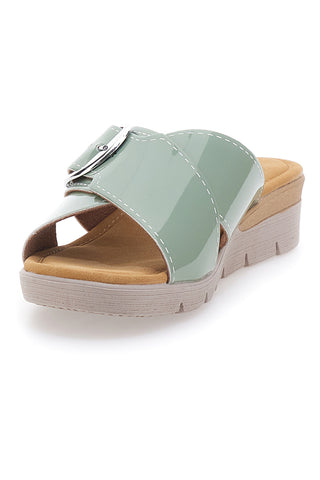 Ciabatte verde salvia con fibbia e sottopiede comfort LINEA COMODA 8018