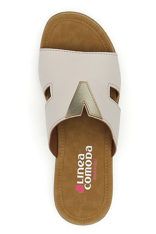 Weiße Hausschuhe mit goldenen Details Linea Comoda 7229V