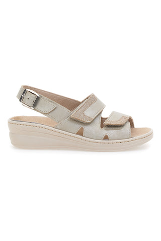 Sandali Beige con Cinturino e Sottopiede in Pelle PRIMA RIGA 183