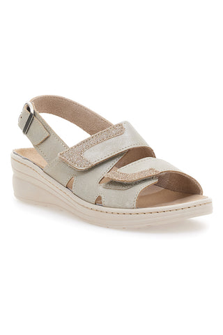 Sandali Beige con Cinturino e Sottopiede in Pelle PRIMA RIGA 183