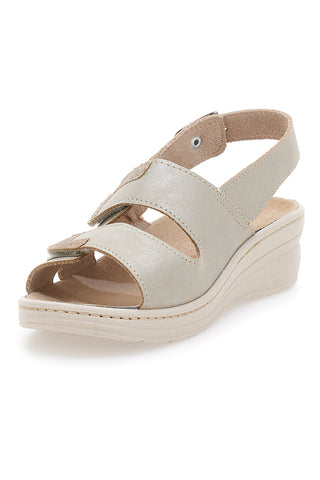 Sandali Beige con Cinturino e Sottopiede in Pelle PRIMA RIGA 183