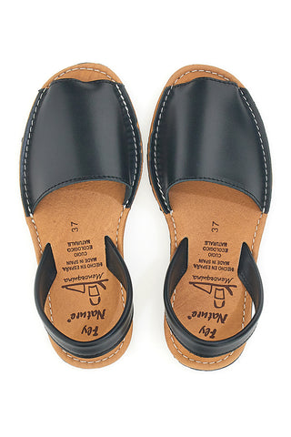 Sandali Neri Open Toe in Materie Sintetiche Fly Nature MN101