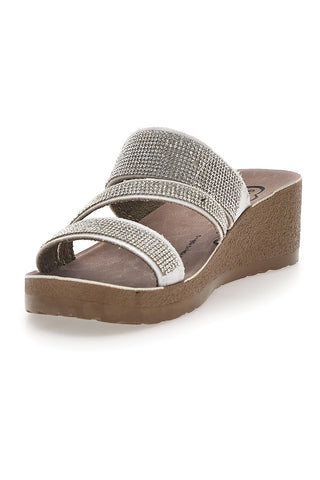 Ciabatte argento con zeppa glitterata Gaia Mania G006