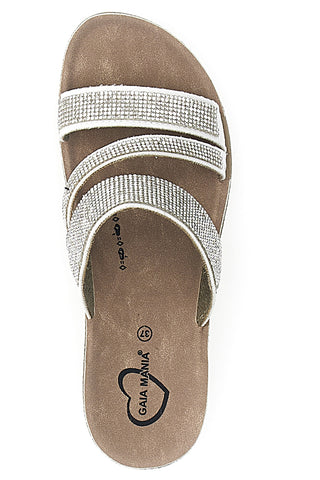 Ciabatte argento con zeppa glitterata Gaia Mania G006