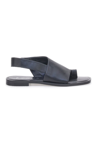 Sandali Neri Flat in Pelle Made in Italy Pittarello Focus 19348