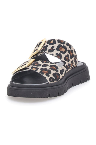 Leoparden-Hausschuhe mit doppeltem Band und goldener Schnalle Pittarello Focus 19202