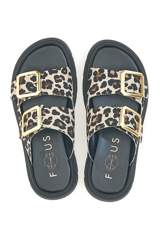 Ciabatte Leopardate Con Doppia Fascia Fibbia Dorata Pittarello Focus 19202