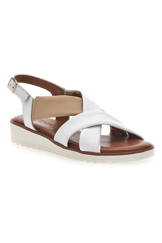 Weiße und beige Sandalen mit Obermaterial aus echtem Leder MIO TEMPO 24A030